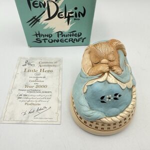 Vintage Pendlefin StoneCraft Hand Painted Poppet Sleepy Bunny Made in England